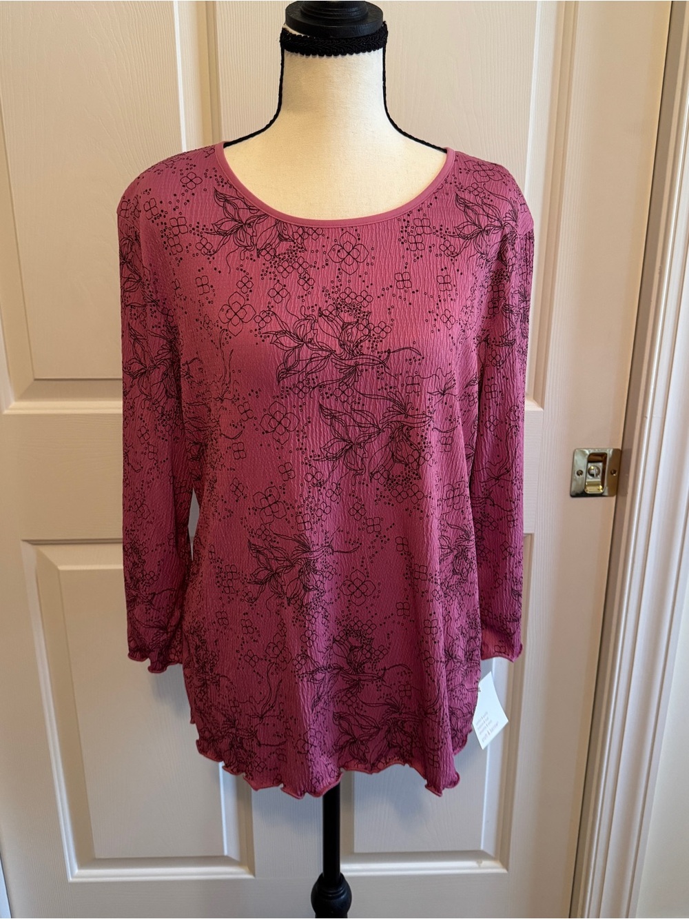 croft & barrow Mauve Pink Floral 3/4 Sleeve Top